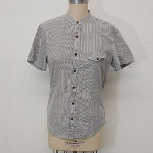 J. Crew Blue and White Striped Button Down Cotton Blouse Size M